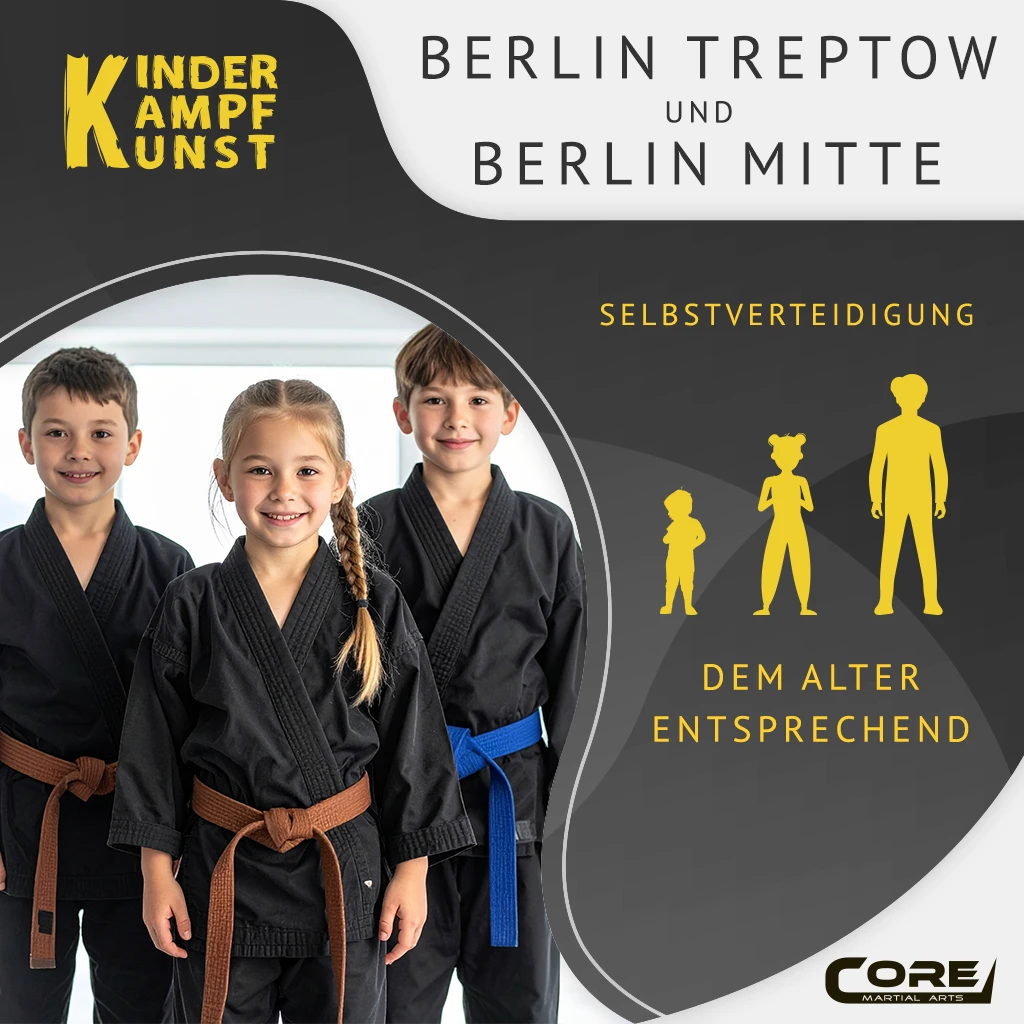 Kinder trainieren Kampfkunst, lächelnd